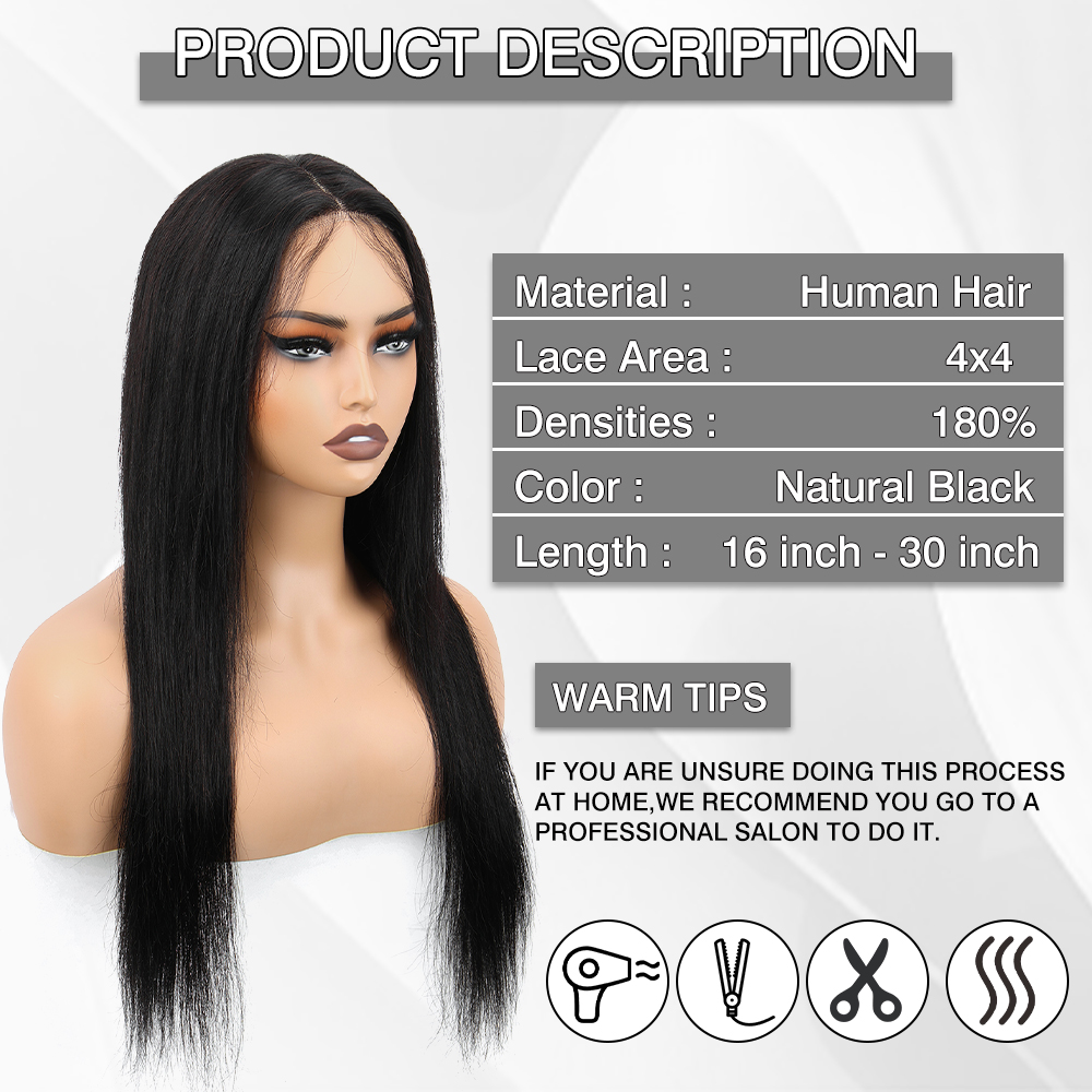 4x4Lace Closure Wigs Pre-Plucked Human Hair Wigs Lace Wig Body Wave Straight Kinky Curly Water Wave Deep Wave Hair Wigs Brazilian Peruvian Hair