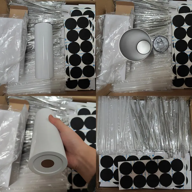 USA CA Warehouse Double Wall Flat Edge Stainless Steel 20oz Skinny Straight Sublimation Blank Tumbler with Lid and Straw 0515