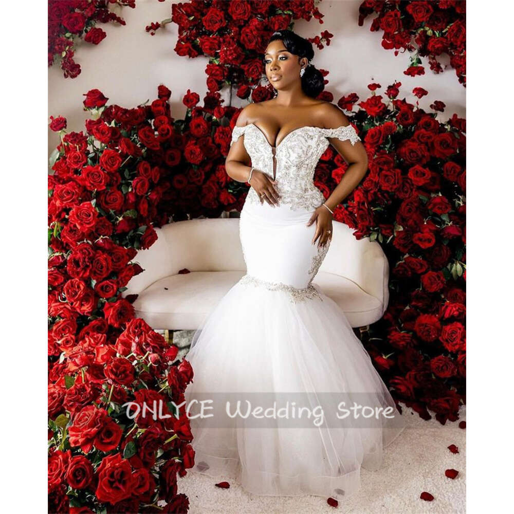 New Exquisite African Mermaid Simple Wedding Dresses Sexy Off Shoulder Bridal Gowns Beads Crystals Vestido De Novia