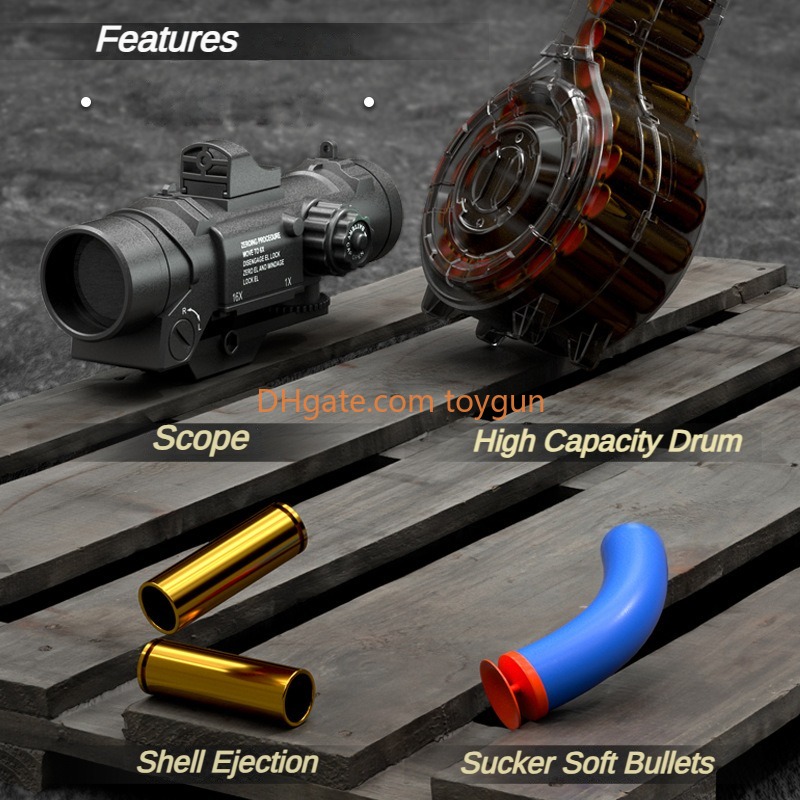 DIY M416 Soft Bullets Rifle Toy Gun Detachable Shell Ejected Launcher Automatic Manual Dual Mode Continuous Firing With Scope Outdoor Cs Pubg Game Pro