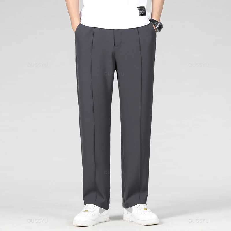 Men's Pants Spring Summer Mens Stretch Casual Pants Business Elastic Waist Trousers Male Khaki Loose Straight Pant Clothing Plus Size M-4XL Y2405