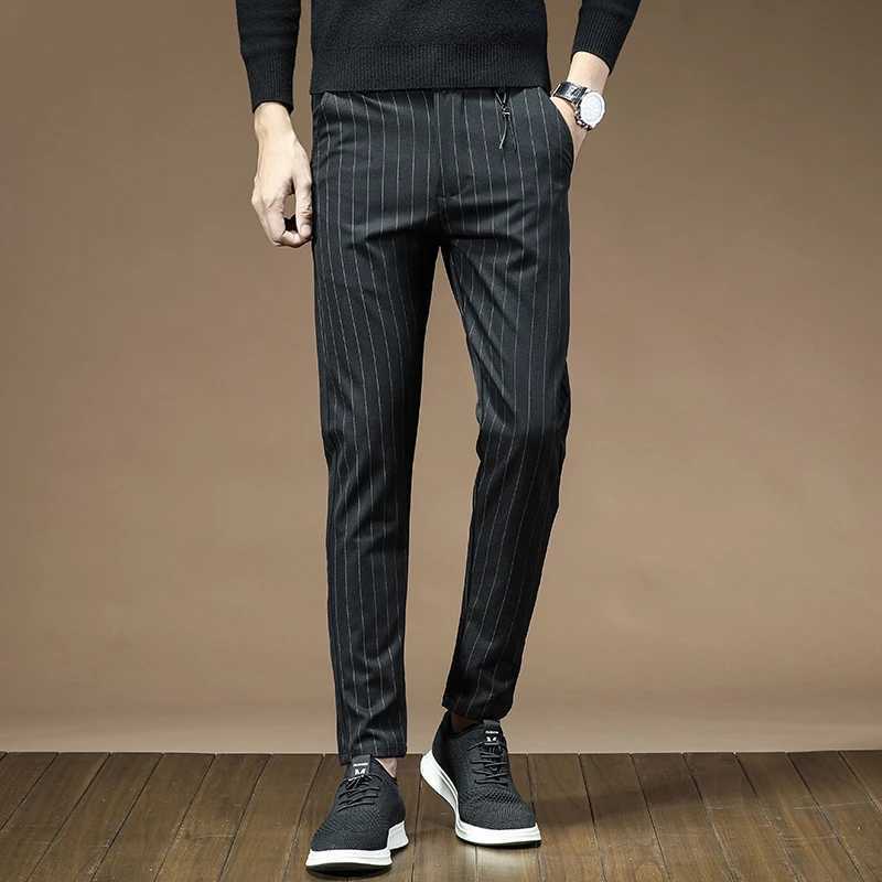 Men's Pants Mens Dress Pants Fashion Plaid Stripe Business Slim Fit Office Classic Retro Suit Pant Korean British Style Wedding Trousers Y240514