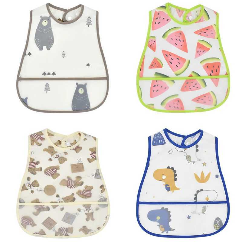 Bibs Burp Cloths 2023New Cartoon Pattern EVA Waterproof Pocket Lunch Feeding Bibs Adjustable Baby Bibs Cute Children Baby Apron Kids Burp ClothsL4812