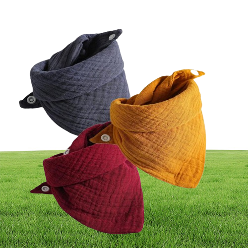 Bibs Burp Cloths 3Pcslot Baby Muslin Triangle Soft Cotton Solid Color Saliva Towel Boys Girls Feeding Apron Bandana Drool Stuff