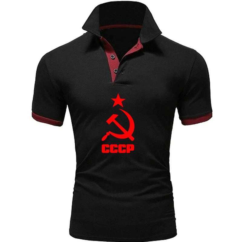 Men's T-Shirts Summer Mens Polo shirt CCCP Russia Soviet Union Moscow Printing Casual High Quty Short Slves Man Harajuku Classic Tops T240515