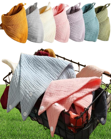 Bibs Burp Cloths 3Pcslot Baby Muslin Triangle Soft Cotton Solid Color Saliva Towel Boys Girls Feeding Apron Bandana Drool Stuff