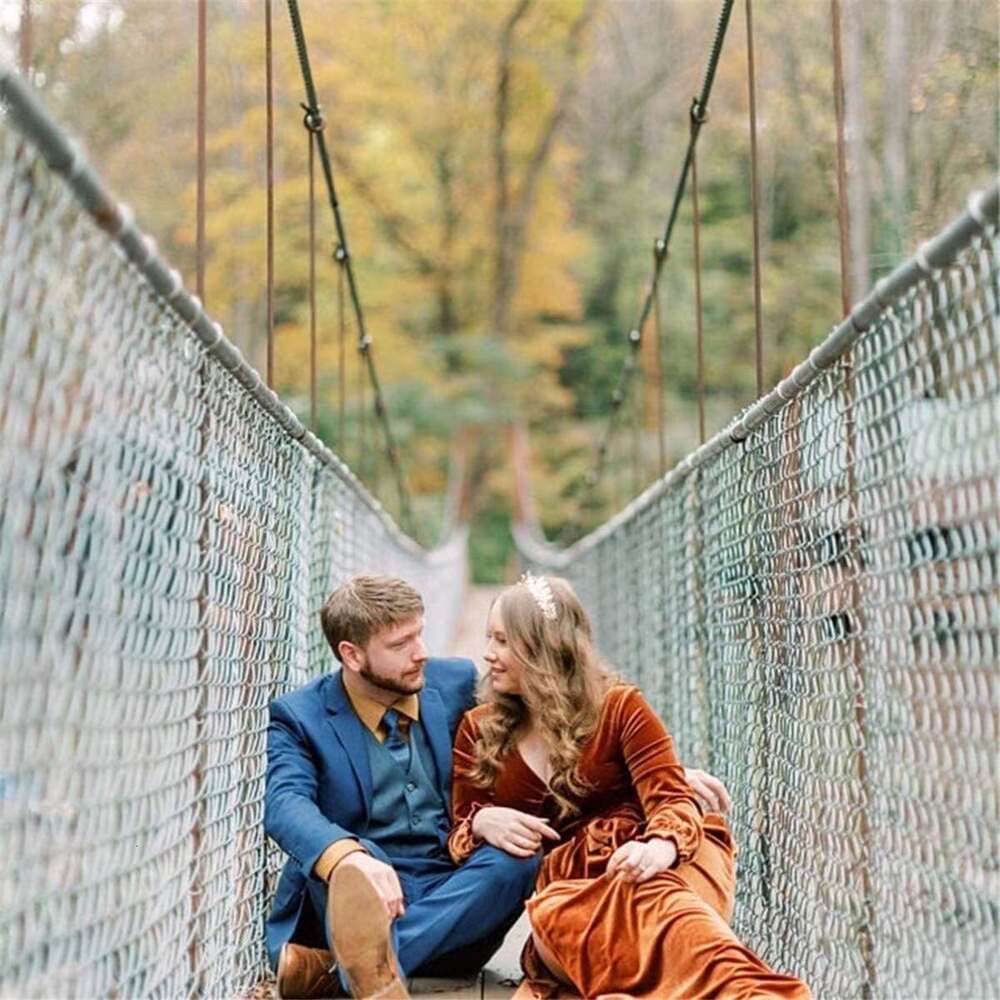 MARSEN Long Sleeve Veet Bridesmaid Dresses Maxi for Women V Neck Prom Dress with Slit Formal Evening Gowns prom AMZ