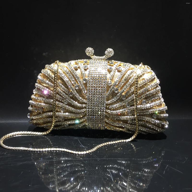 Drawstring XIYUAN Women Golden Crystal Clutch Bag Rhie Evening Bags Party Dinner Shoulder Dia Purses And Handbags zhanyishengli