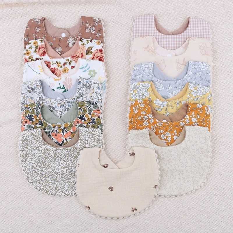 Bibs Burp Cloths Double Sided Baby Bibs Thick Layer Cotton Gause Floral Burp Cloth Drool Bib for Infant Saliva Towel Drooling Bib Newborns GiftL4812