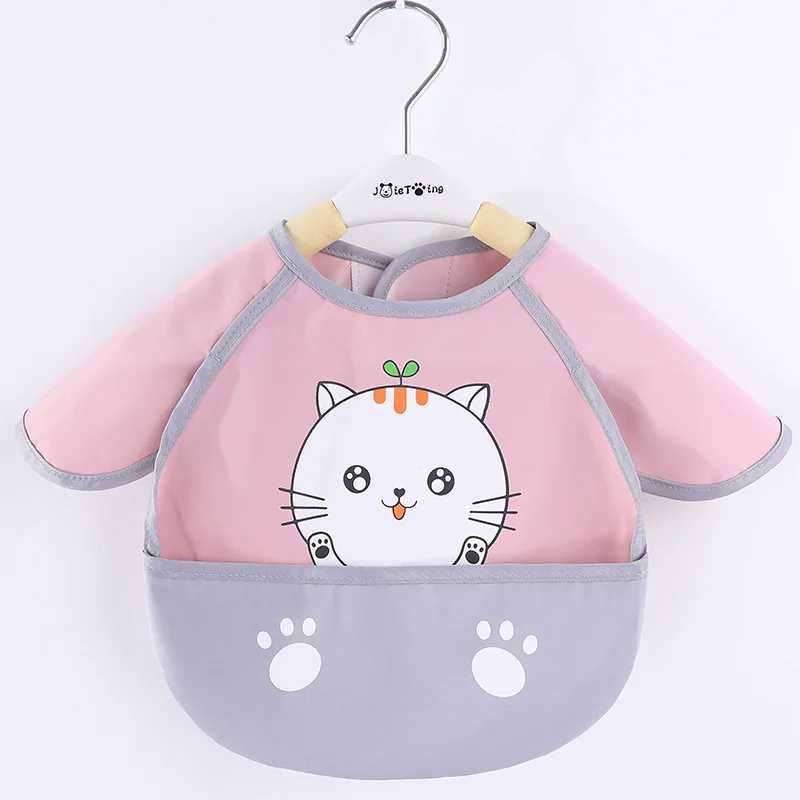 Bibs Burp Cloths Cute Cartoon Baby Bib Adjustable Animal Pattern Waterproof Saliva Dripping Bibs Long Sleeve Apron Saliva Towel Drooling ScarfL4812