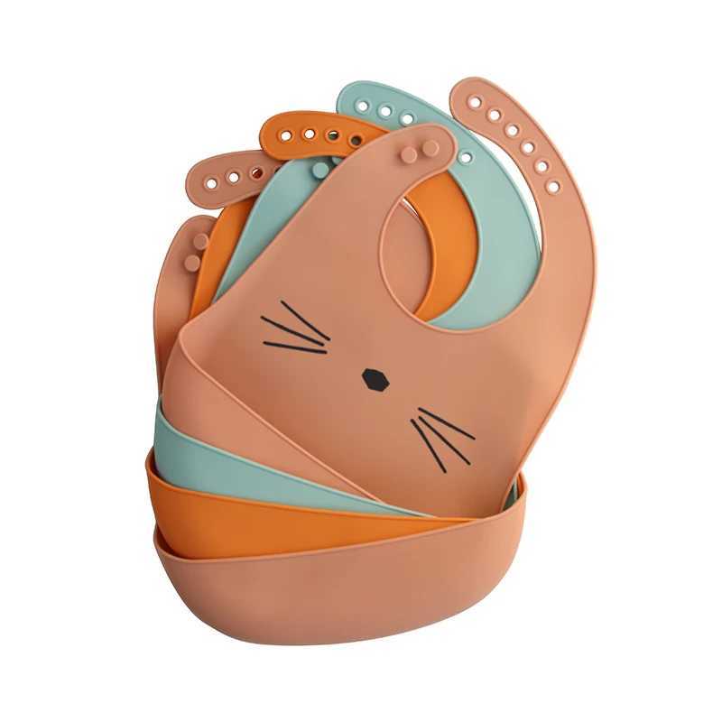 Bibs Burp Cloths Waterproof Baby Silicone Bibs Cute Cartoon Printed Kids Girl Boy Adjustable Children Bib Baby Lunch Feeding Stuff Baby ApronL4812