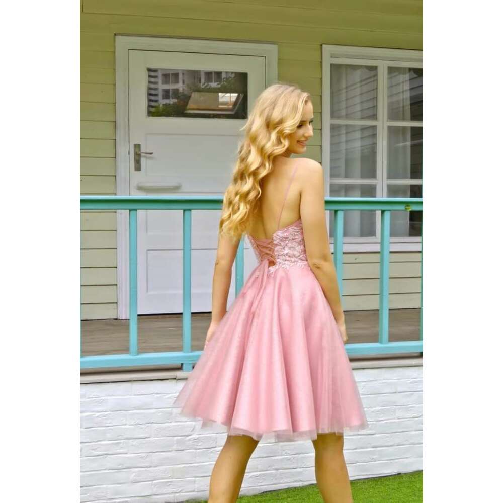 Sparkly Tulle Homecoming Short Lace Prom Dresses for Teens Mini tail Dress prom AMZ