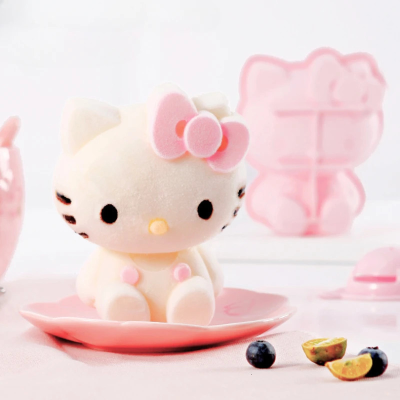 4-inch 3D Pink Cat Silicone Cake Mold Cute Cartoon Pudding Mouse Ice Cube Mold Baking Accessories Tool Party Dessert Gifts 240510