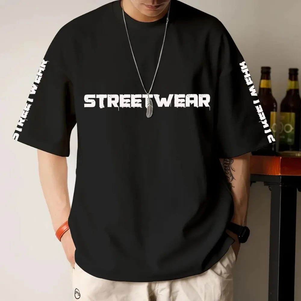 T-Shirts for Mens 3d Letter Print Man Short Sleeve T-Shirt Fashion Street Tops Hip Hop Tee Oversized T Shirt Men Clothes 240513