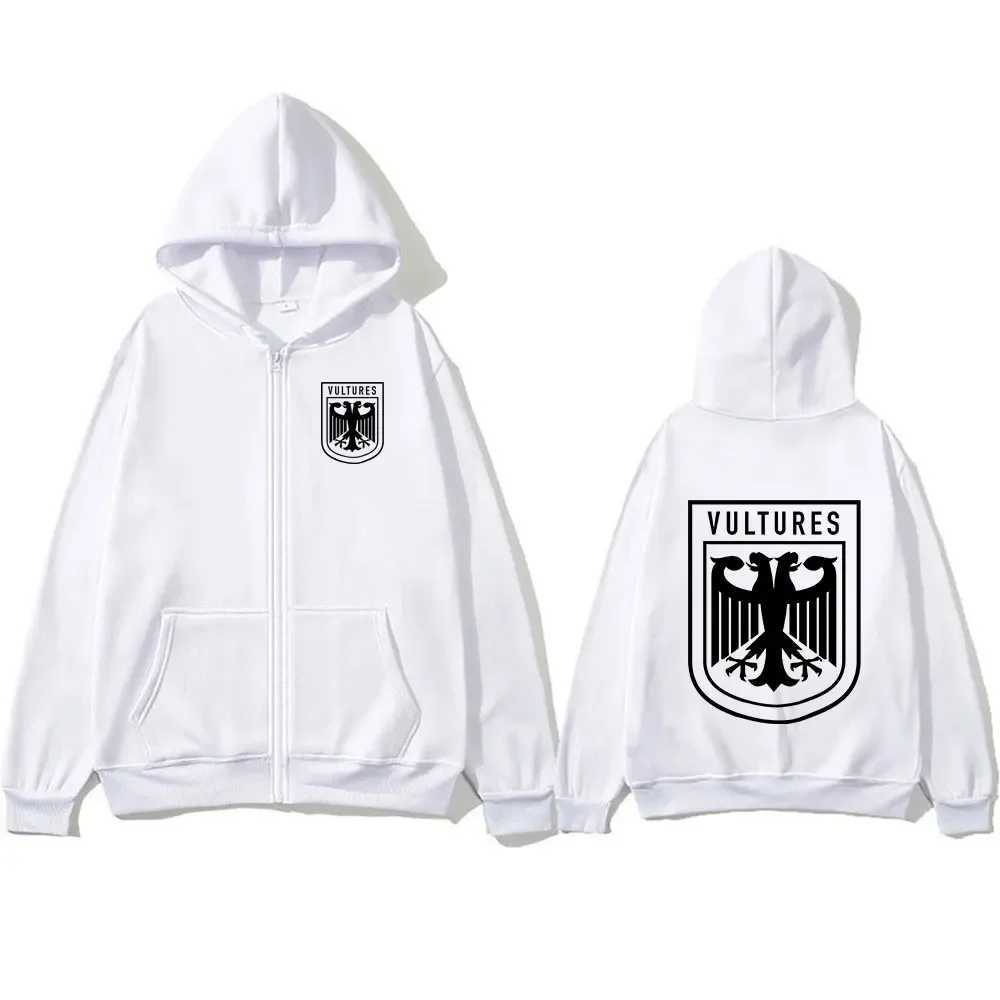 Men's Hoodies Sweatshirts Rapper Vultures Mark Album Zipper Hoodie Men Hip Hop Retro Pullover Zip Up Sweatshirt Clothing Oversized Coats Hoody T2