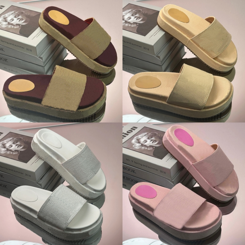 Slippers fashion Thick bottom designer Women Shoes Cartoon Alphabet lady Platform Leather Heels letter Slides sexy High heel Sandals