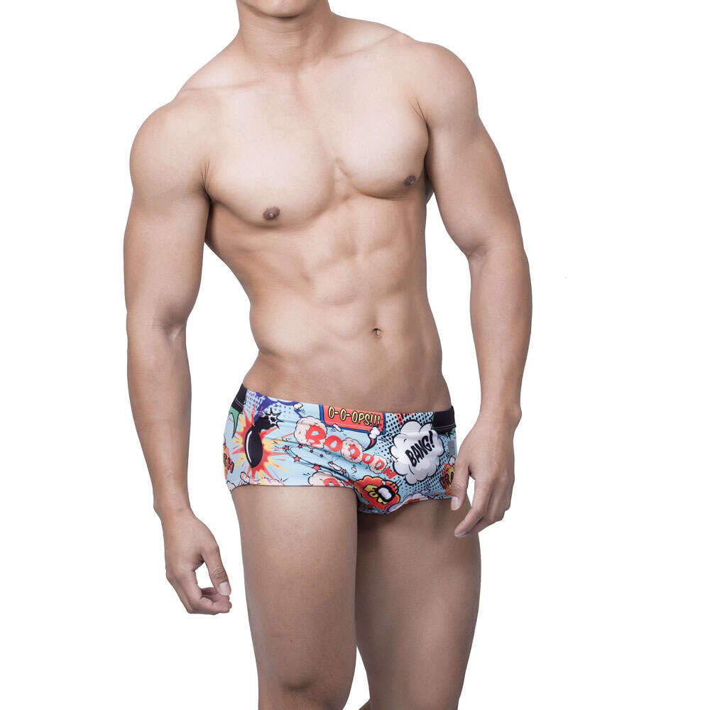 Ddmytiger UXH Men S Print Fashion Explosive Edition Sexy Small Flat Angle Beach Swimming Pants H