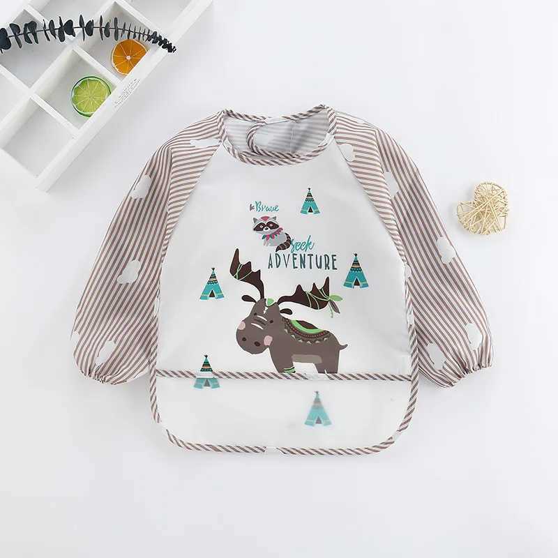 Bibs Burp Cloths Baby Bibs Cute Colorful Cartoon Waterproof Bib Infant Eating Children Drawing Long Sleeve Pocket Apron Self Feeding Baby 0-3YL4812