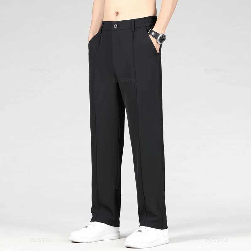 Men's Pants Spring Summer Mens Stretch Casual Pants Business Elastic Waist Trousers Male Khaki Loose Straight Pant Clothing Plus Size M-4XL Y2405