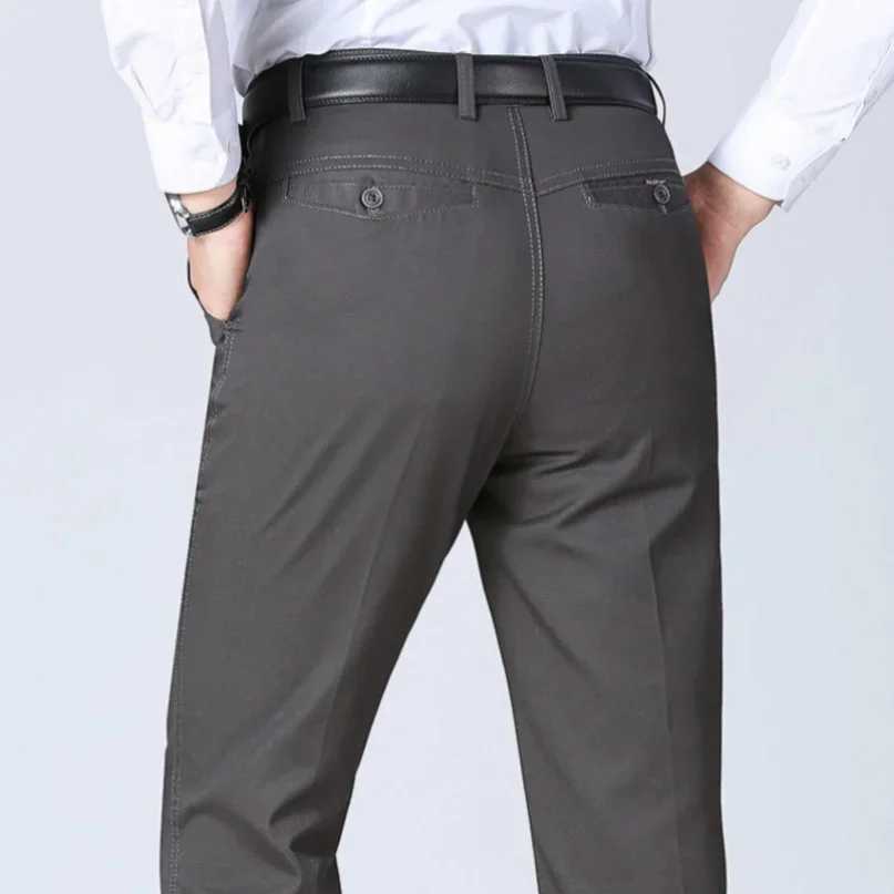 Men's Pants Mens 100% Cotton Summer Thin Autumn Thick Trousers Fashion Brand Cargo Pants Smart Casual Solid Khaki Gray Suit Pant RIYBEOE Y240514