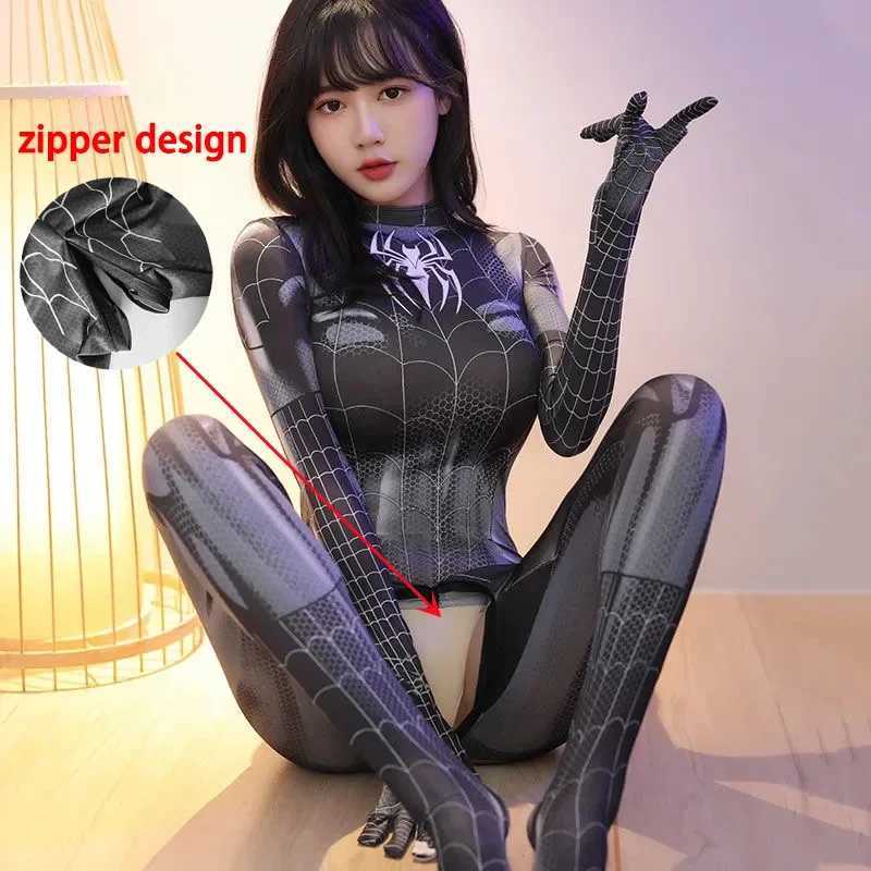 Sexy Set Spider Woman Cosplay Lingerie Sexy Zentai Suit Open Crotch Bodysuit Superhero Come Hallown Party Fancy Dress T240513