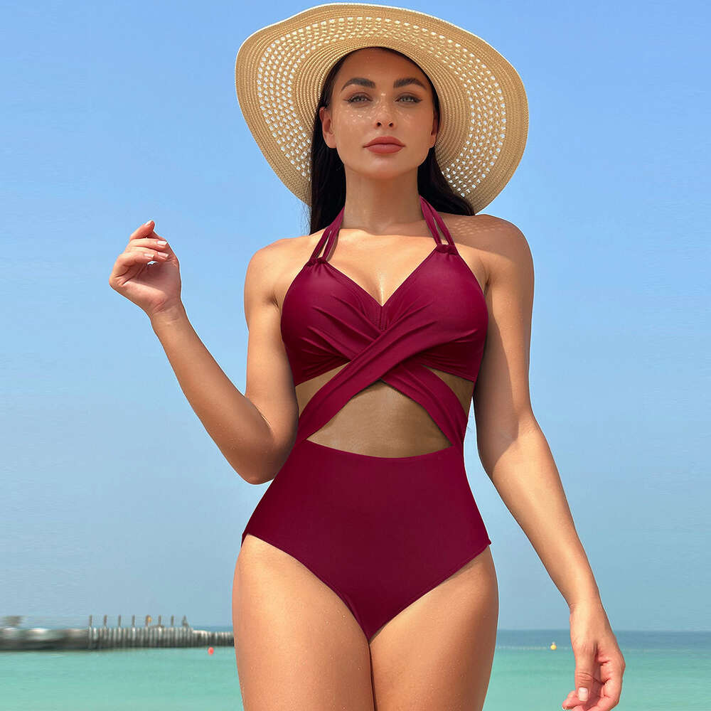 Ddmytiger New One Piece Women S Solid Color Mesh Swimsuit Bikini