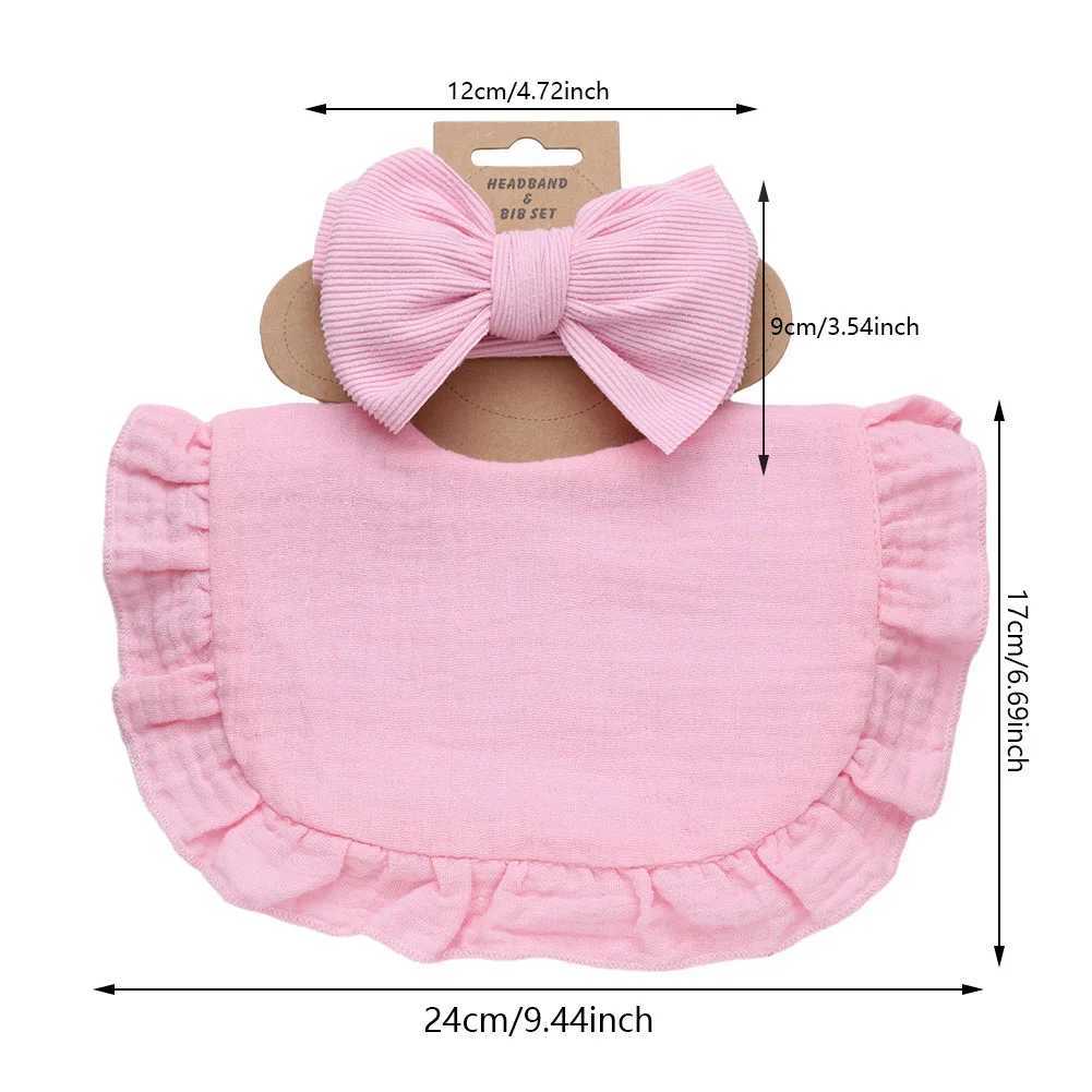 Bibs Burp Cloths 2Pcs/Lot Ribbed Baby Bibs Hair Bows Headbands for Baby Boys Girls Ruffled Flower Saliva Towel Feeding Burp Cloth Scarf HeadwearL4812
