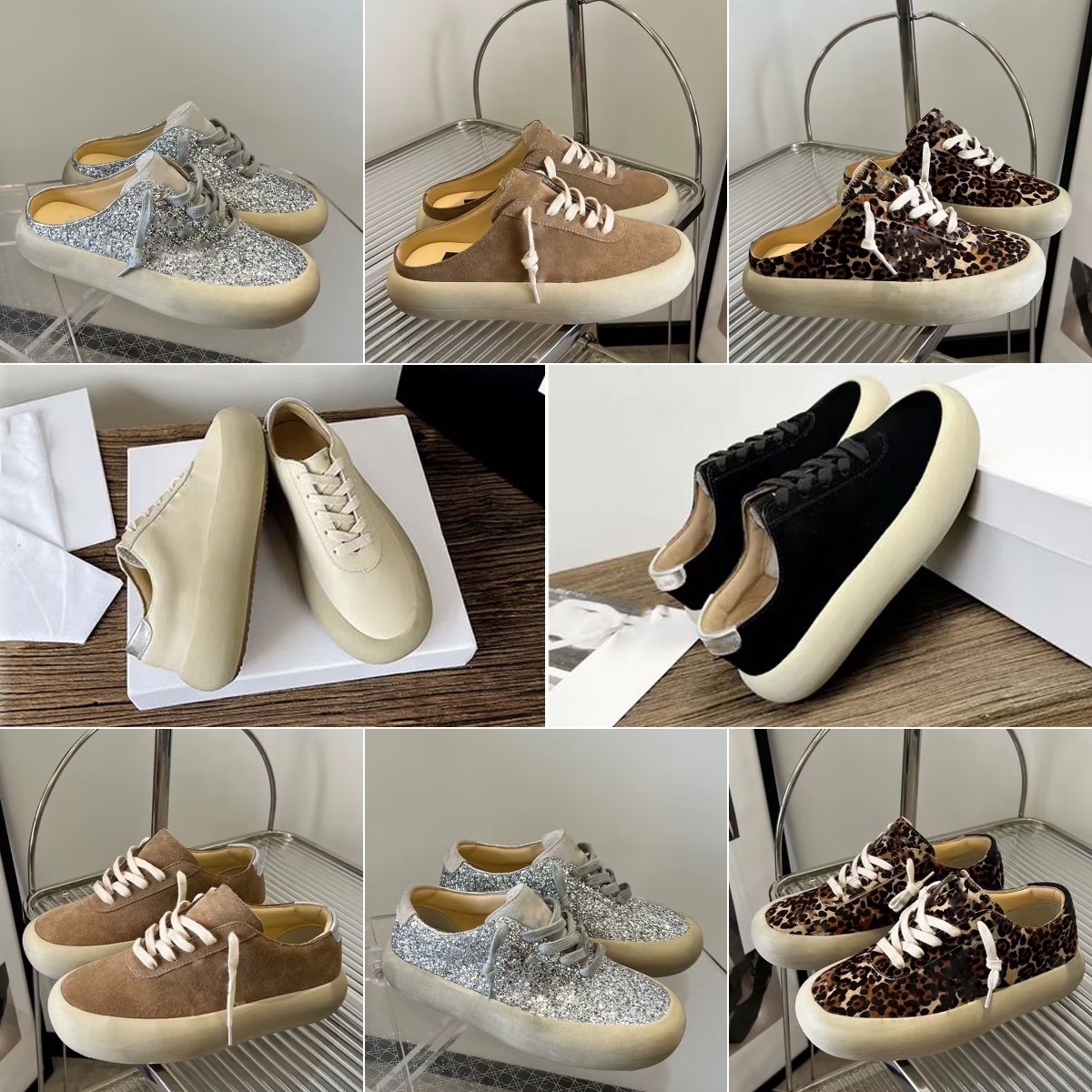 Mens Woman Slip-on Slides Space Star Sneakers Designer Shoe Black Golden Sier Glittery Classic Sequin White Do Old Dirty Sabot Leather Suede Women Shoes