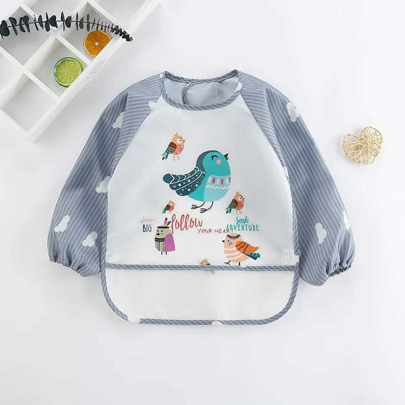 Bibs Burp Cloths Baby Bibs Cute Colorful Cartoon Waterproof Bib Infant Eating Children Drawing Long Sleeve Pocket Apron Self Feeding Baby 0-3YL4812
