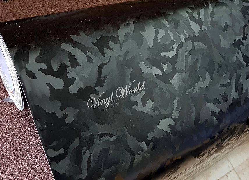 3D Shadow Black Vinyl Wrap Car Covering Film With Air Release Initial Low Tack Glue Self Adhesive Foil 1.52x18m 5X59ft