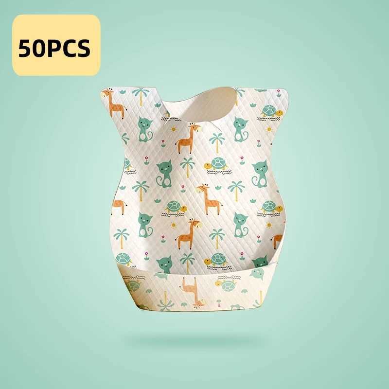 Bibs Burp Cloths 50/Set Animal World Printed Drooling Bibs Disposable Bibs For Baby Boys Girls Non woven Drooling Towel Outdoor Baby Burp ClothsL4812