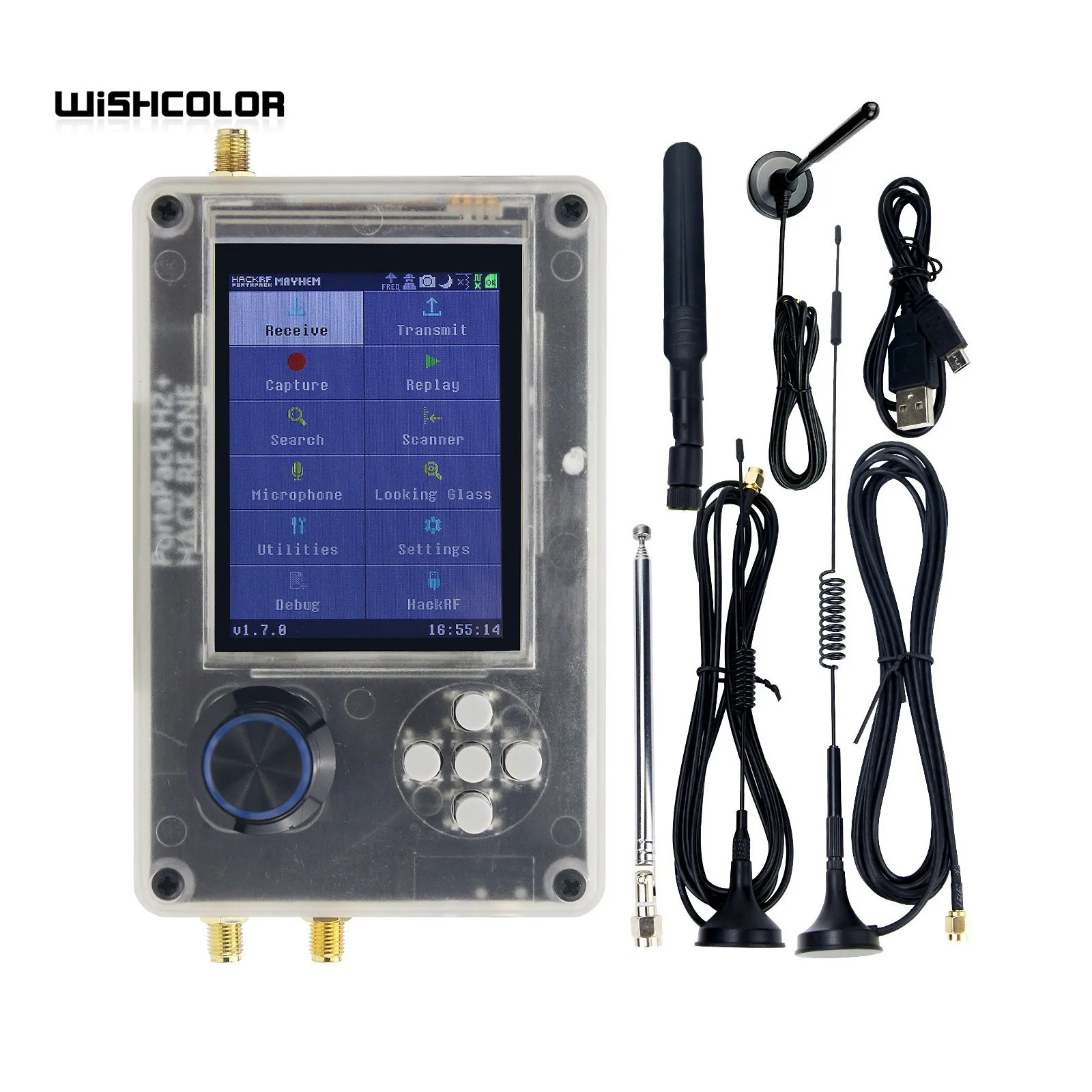 color V200 Hackrf One R9 Upgraded PortaPack H2 32 LCD Plastic Shell Finished 5 Antennas USB Cable SDR Radio kit 240506