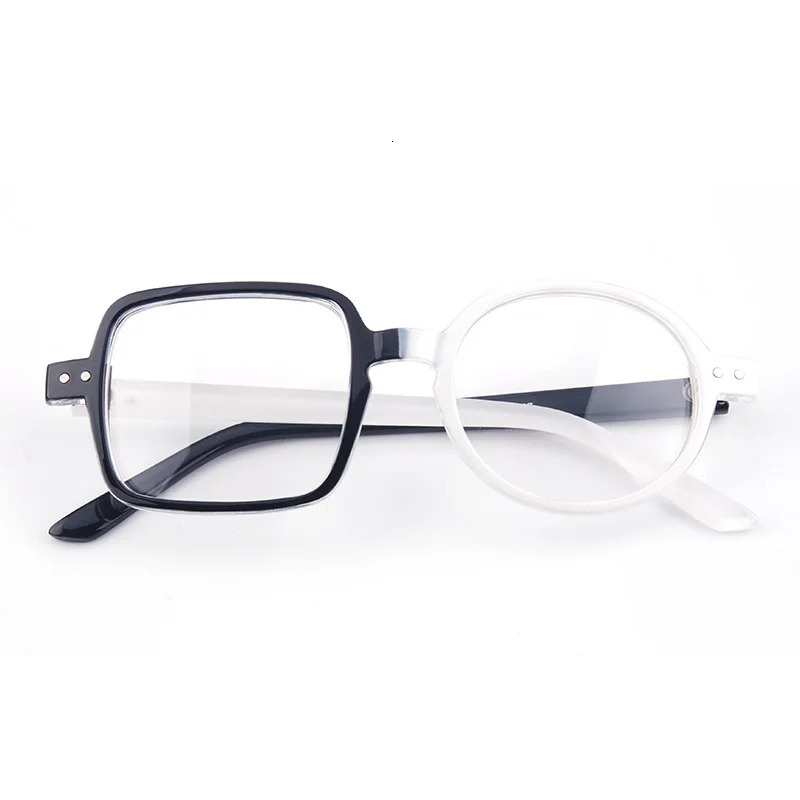 Cubojue Black White Reading Glasses 0 100 150 200 250 300 Women Male Novelty Eyeglasses Frame Round-square spectacles Diopter 240514
