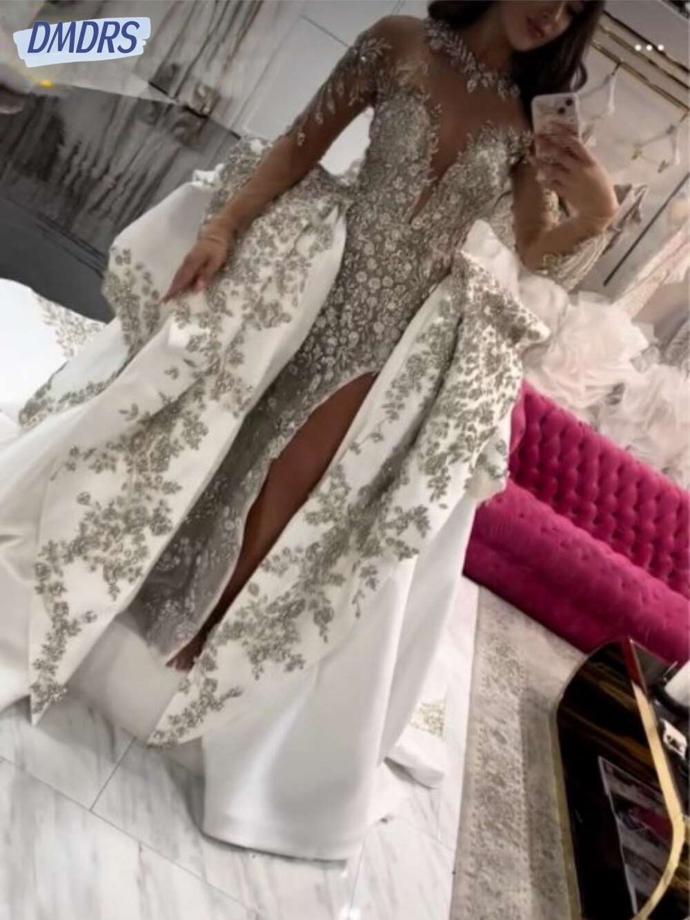 Neck V Wedding Dresses Sparkly Mermaid Crystals Dress For Bride Appliques Or Length Bridal Gown Vestido De Novia Estido