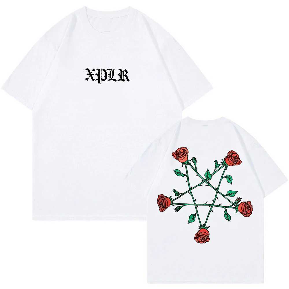 Men's T-Shirts XPLR Sam and Colby Pentagram Roses T 2024 New Crewneck Short Slve Strtwear Women Men T-shirt Couple Clothes T240515