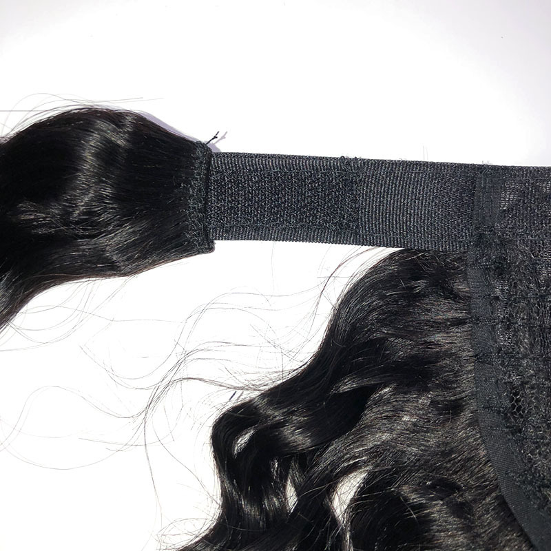Brazilian 100% Human Hair Magic Tape Tie Deep Wave Ponytail 8-24inch Peruvian Indian Malaysian 70-100g Hook & Loop