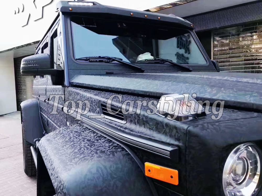 3D Shadow Black Vinyl Wrap Car Covering Film With Air Release Initial Low Tack Glue Self Adhesive Foil 1.52x18m 5X59ft