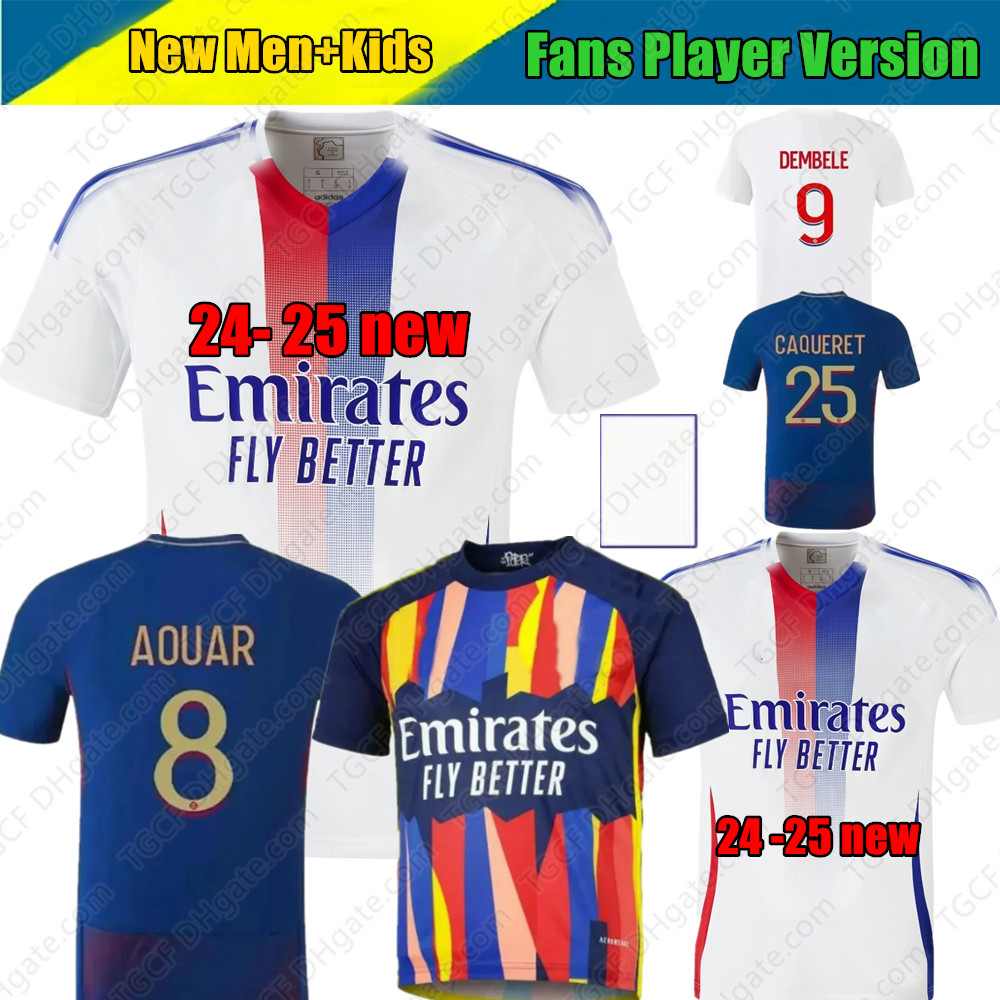2024 2025 Maillot de foot Soccer JerseyS Lyonnais CAQUERET TOLISSO JEFFINHO OL AOUAR TAGLIAFICO Fans Player football shirts 24 25 TRAORE SARR man lyon kids kits