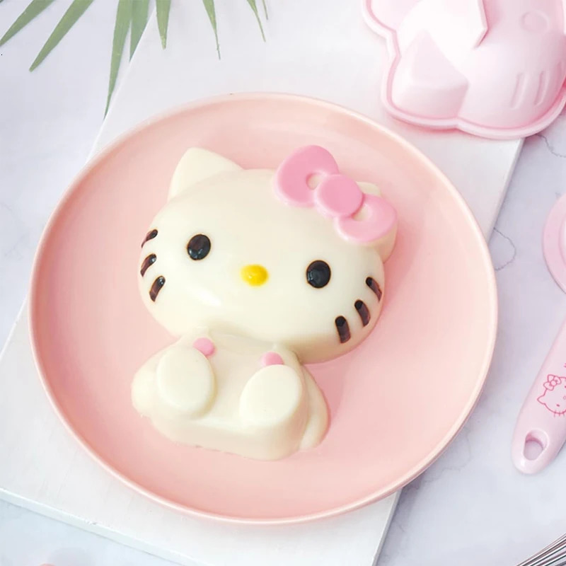 4-inch 3D Pink Cat Silicone Cake Mold Cute Cartoon Pudding Mouse Ice Cube Mold Baking Accessories Tool Party Dessert Gifts 240510