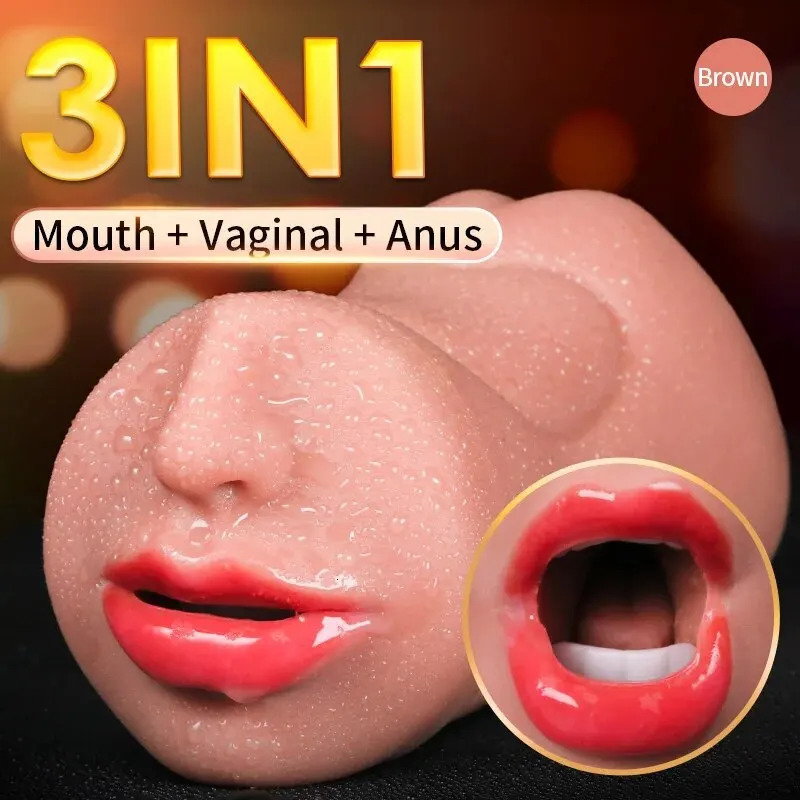 3 IN 1 Sex Toys Masturbation For Men Deep Throat Artificial Real Pussy Oral Male MasturbatorBlowjob Realistic Rubber Vagina 240515