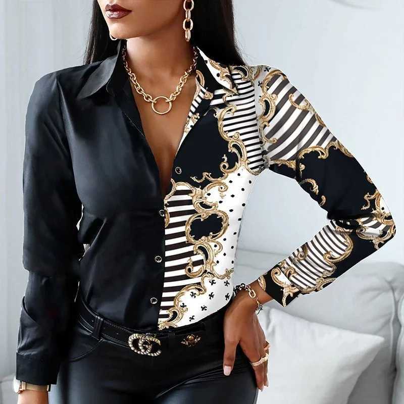Women's Blouses Shirts New Casual Leopard Print Womens Shirt Office Lady Elegant Striped Long Slve Blouse Fashion Silk Female Clothing Tops 18972