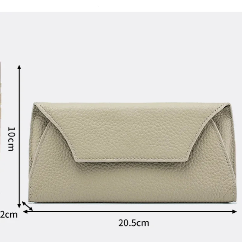 Long Wallet Bags Genuine Leather Women Clutch Simple Coin Purse Card Holder Key Lipstick Storage Phone Pouch Case For Girls 240514