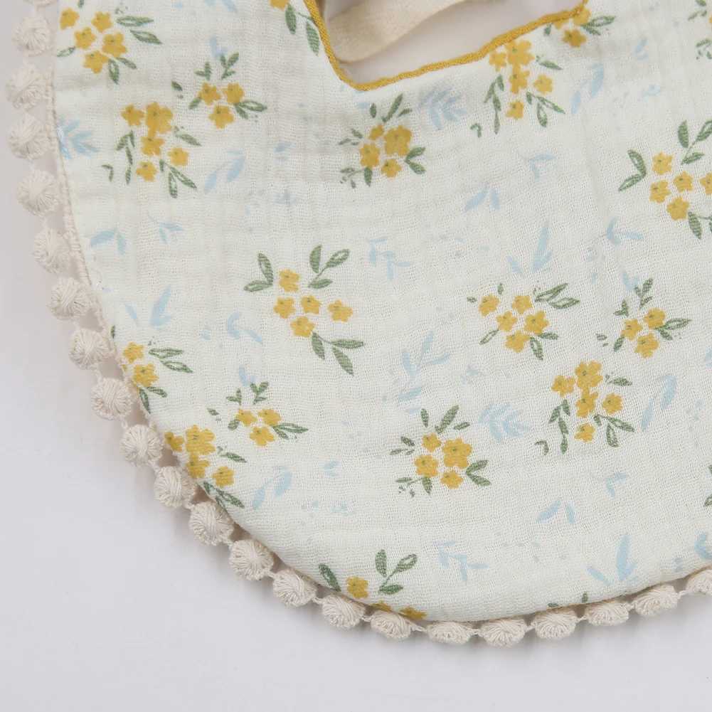 Bibs Burp Cloths 3Pcs/Set Baby Flower Bibs Headbands Bow Nylon Hairbands Double Side Saliva Towel Feeding Burp Cloth Scarf Boys Girls HeadwearL4812