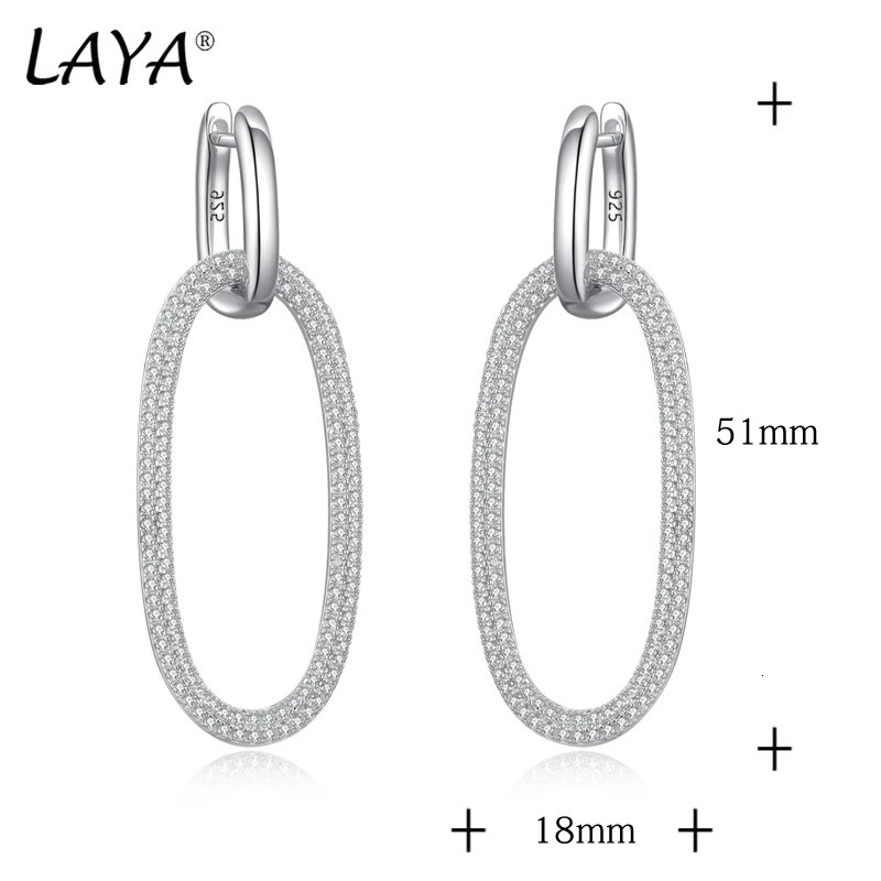 LAYA 100% 925 Sterling Silver Minimalism Oval Circle Drop Earrings for Women Trendy Dangle Fine Jewelry Wedding Gift 240515