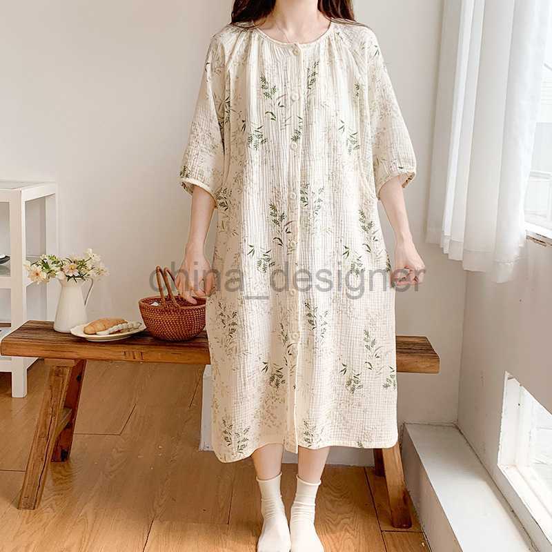 Short sleeved nursing pajamas, summer thin maternity female expectant mothers, pure cotton gauze, postpartum skirts