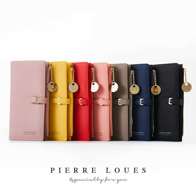 Wallets Long Women's Wallet Female Cell Phone Purses Pendant Coin Purse Card Holder Wallets Leather Wristlet Clutch Money Bag Red Wallet G230327