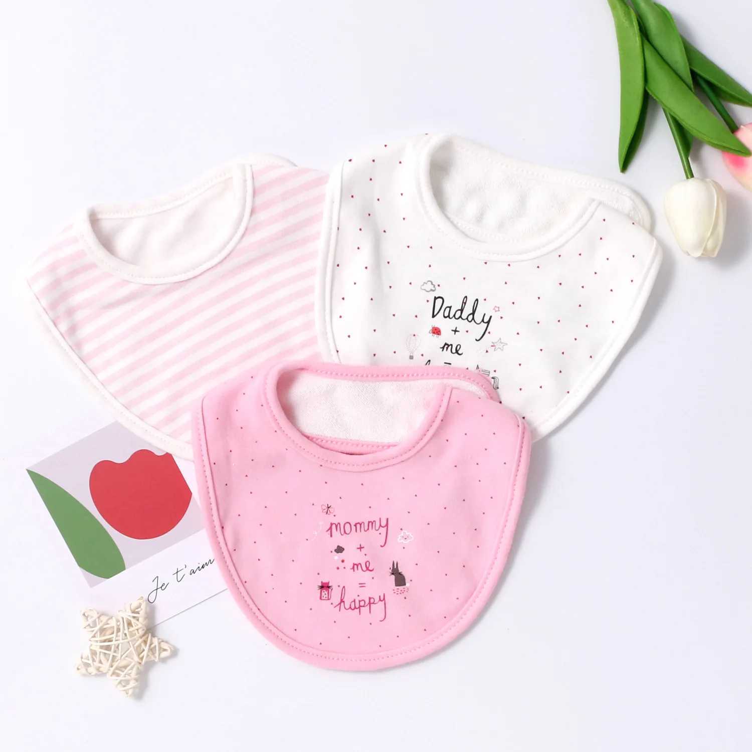 Bibs Burp Cloths Cotton Cartoon Baby Bibs Lot 3pcs Newborn Infant Girls Boys Saliva Towel Baby Burp Cloth Drool Bibs Baby AccessoriesL4812