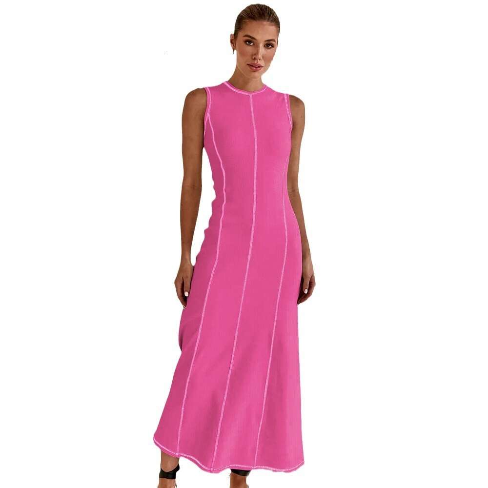 Y2K New Design Feel Knitted Long Round Neck Sleeveless Women's A-line Skirt French Dress F51532 ddmySept
