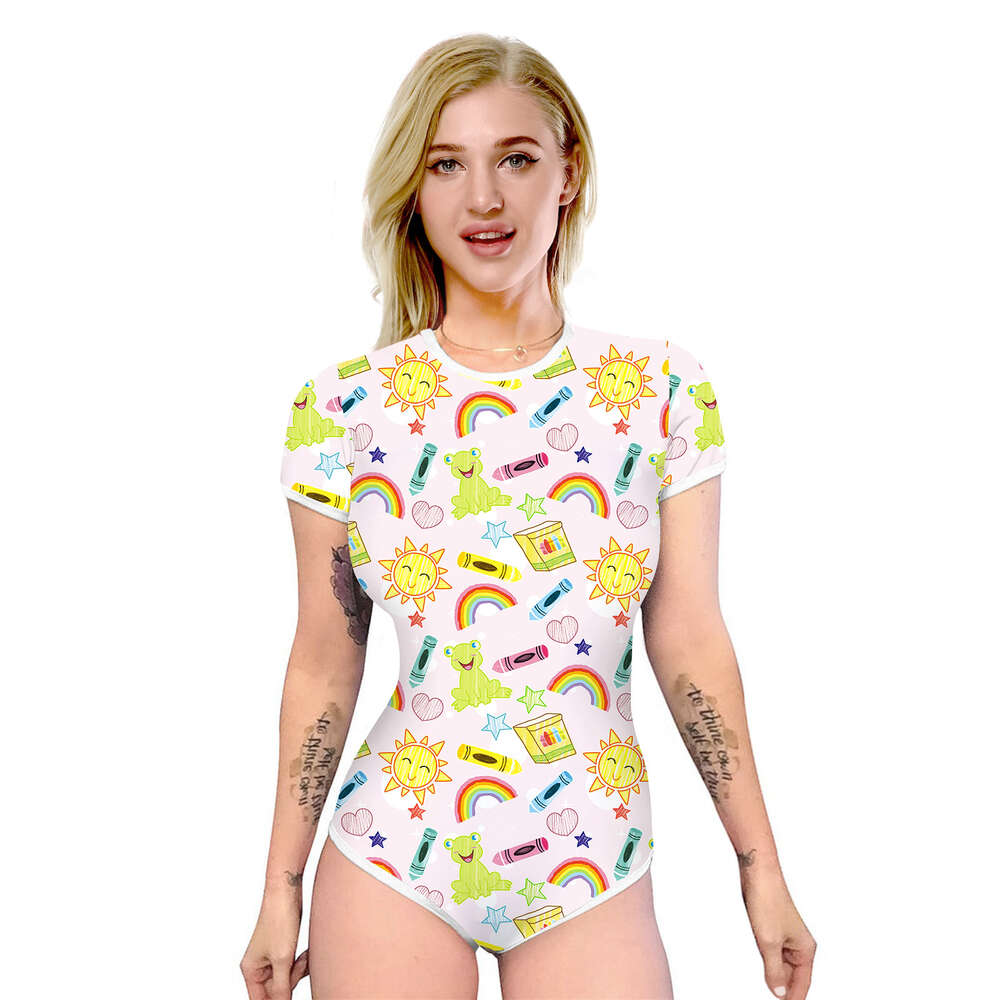 New unicorn for women's slim fitting short sleeved jumpsuit briefs, popular and fashionable pants F51521