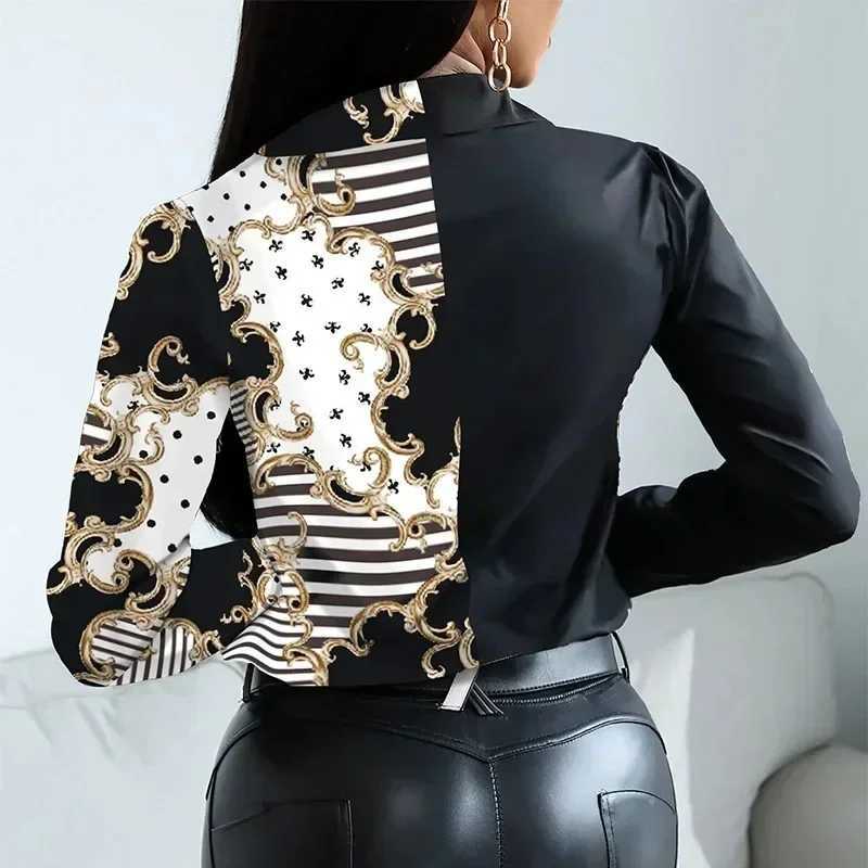 Women's Blouses Shirts New Casual Leopard Print Womens Shirt Office Lady Elegant Striped Long Slve Blouse Fashion Silk Female Clothing Tops 18972